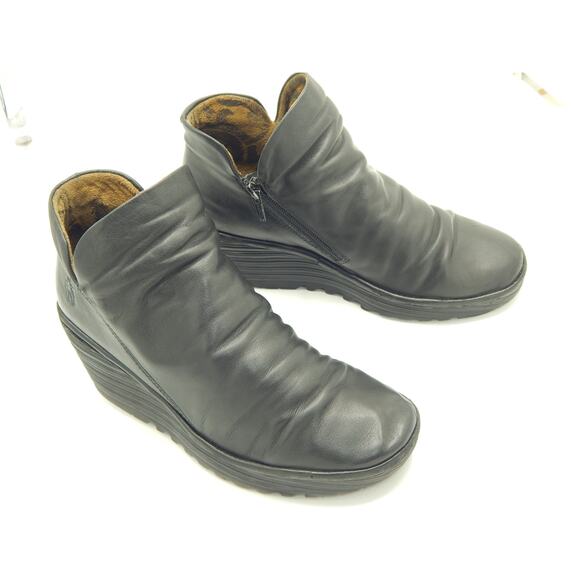 Fly London Black Leather Ankle Boots Size 39 - Picture 6 of 7